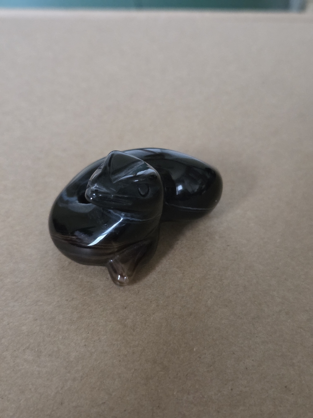 Black Obsidian And Sardonyx Snake Figurine